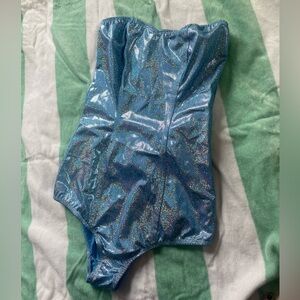 NWOT Holographic Blue Bodysuit SZ MEDIUM